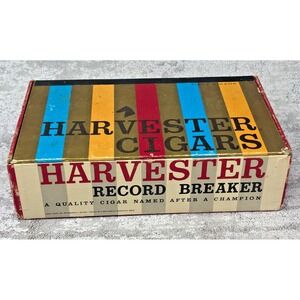 Vintage Harvester Record Breaker 50 Cigar Box Horse Racing Graphic